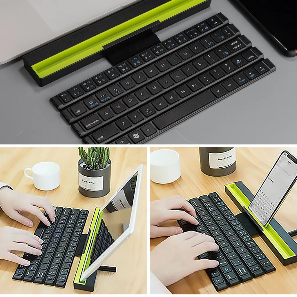 R4 64 Keys Reel Portable Mini Folding Bluetooth Keyboard Foldable Wireless Keypad for Tablet