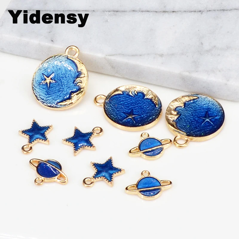 Yidensy 10 шт. синяя эмаль звезда Луна подвески для рукоделия ожерелье браслет