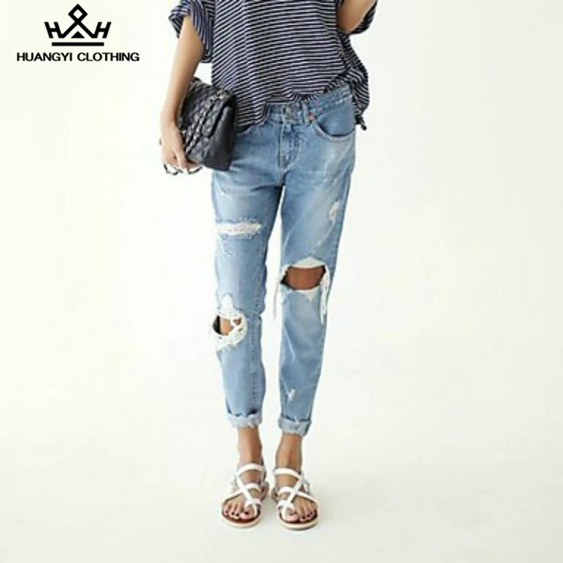 Summer Autumn Fashion Plus Size Hole Ripped Jeans Women