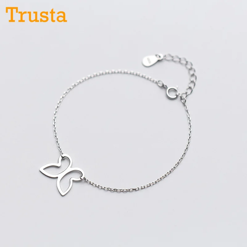 Trusta 925 Настоящее Стерлинговое серебро женские Модные ювелирных изделий CZ сердце браслет 16 см для девушек; Прямая DS567