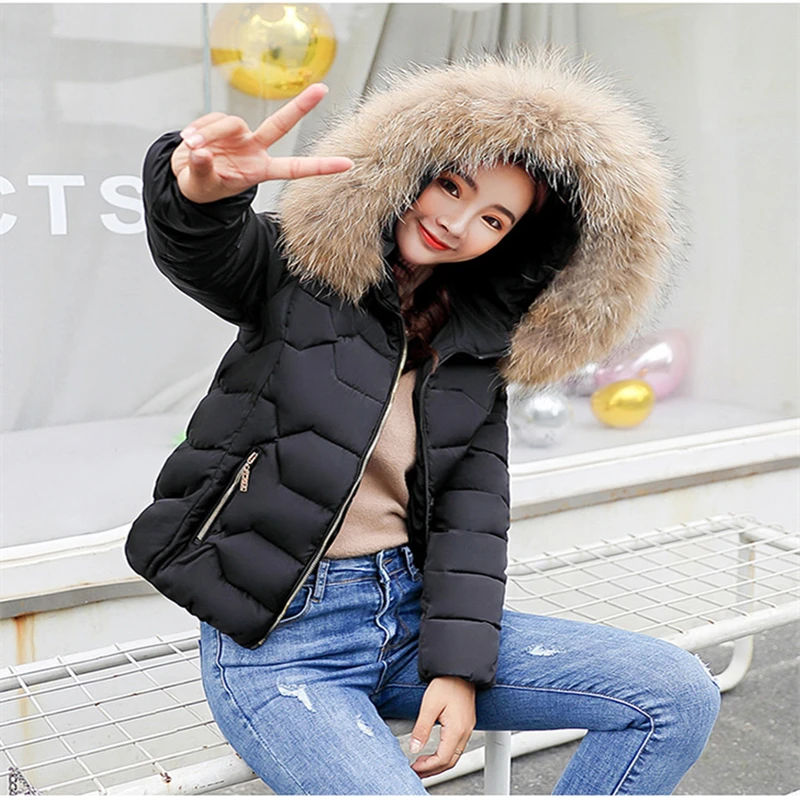 Veste Court 2018 Femmes Coton D'hiver À Épaississement Rembourré pu Survêtement Manteaux Capuchon rose Chaud blanc Noir gris Lâche Parkas New Ciel Femelle rE5xqIr