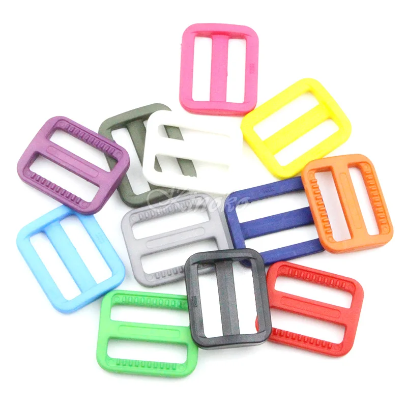 

10PCS 1" (25mm) Color Plastic Tri-Glides Slider Adjustable Buckles Clasps For Backpacks Straps Bag Cat Dog Collar DIY Accessoy