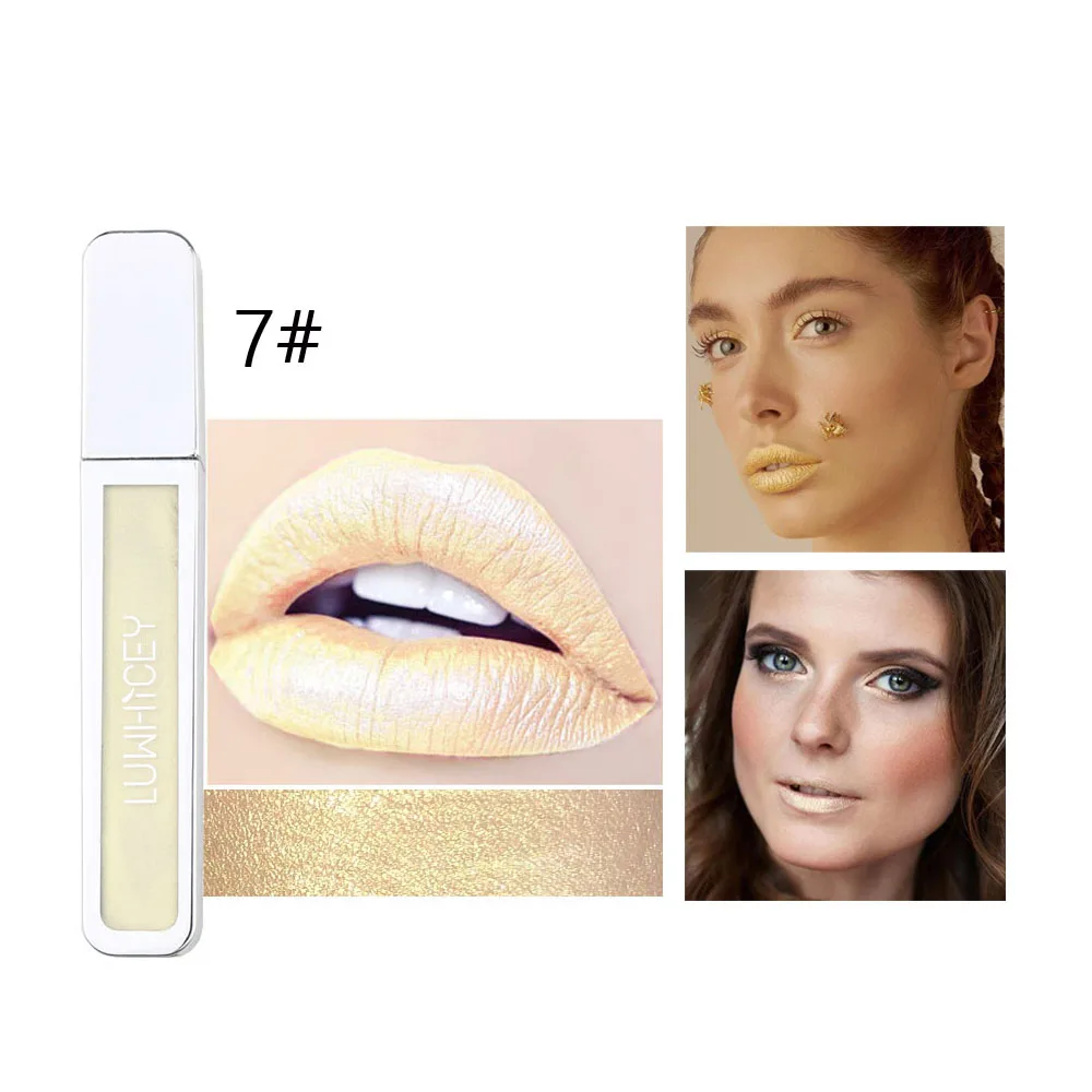 LUWHICEY яркий блеск для губ макияж водонепроницаемый металлический блеск для губ оттенок длительная блестящая жидкая помада макияж - Цвет: 7