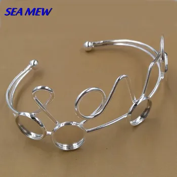 

12mm Round Cabochon Base Bangle Blank Setting Metal Gold/Silver Color Bracelet For Women DIY Jewelry Accessories