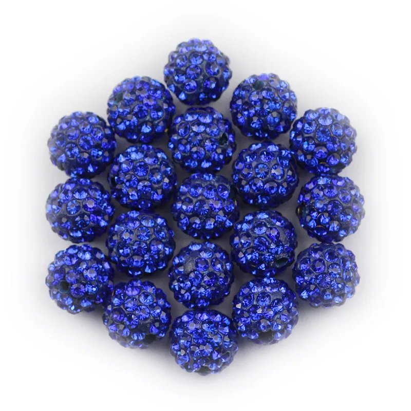 BTFBES 10 мм 20 шт микро проложить бусины проложить кристалл диско шар круглый глиняный свободный браслет с бусинами ожерелье изготовление ювелирных изделий DIY аксессуар - Цвет: Dark Blue