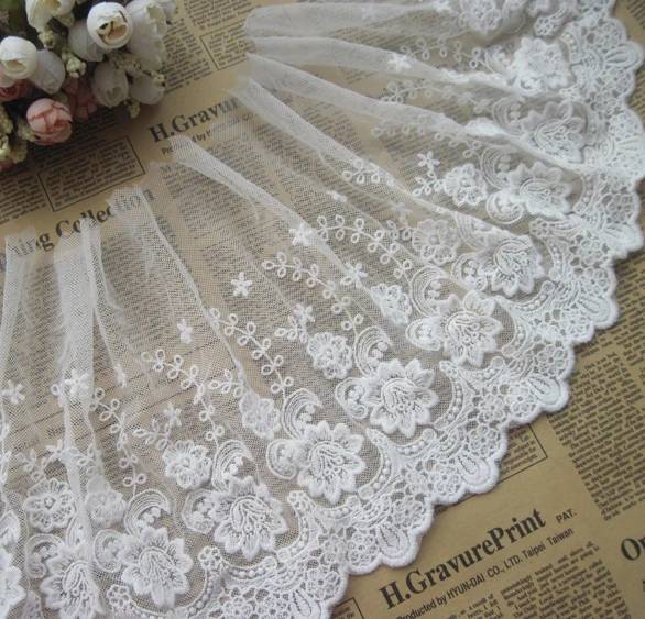 3yards/ Lot Width 22cm White Cotton Wire Embroidered Lace Fabric DIY Handmade Materials Clothing Accessories RS1306 | Дом и сад