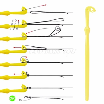 

2 pcs Easy Tool Tyer & Disgorger Hook Loop Fast Tie Tying Knot Tool for Fly Fishing Hook Yellow Plastic Level Line Tool Kit