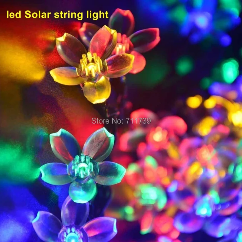 5 компл. 7 м 50 СВЕТОДИОДНЫЙ многоцветный уличные солнечные светодиодные гирлянды Фея Рождественская вечеринка садовые лампы на солнечной энергии