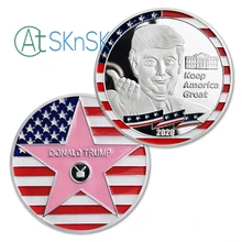 Сохранить Америку большой Президент Трамп Посеребренная Liberty монета с изображением орла Голливуд Walk of Fame звезда металлическая монета сувенирный подарок