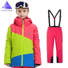 Thermal Kids Ski Suit Boys Girls Ski Jacket Pants Set Waterproof Snow Jacket Winter Boy Ski and Snowboard Jacket dropshipping waterproof sportwear female ski suit women winter ski wear hooded jacket strap pants snow jacket and pants