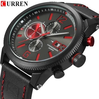 

CURREN Mens Watches New Top Brands Luxury Men's Military Sport Watches Men's Chronograph Dates Waterproof Leather Quartz Watch