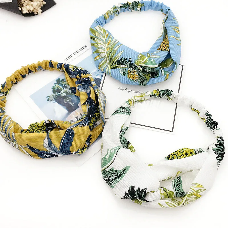 

Bohemian Ethnic Chiffon Flower Headband Women Girls Vintage Cross Turban Elastic Hairband Hair Accessories