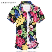 Новая модная мужская рубашка с цветочным принтом летняя рубашка с коротким рукавом приталенная Мужская рубашка высокого качества мужские футболки с цветами Большие размеры 6XL