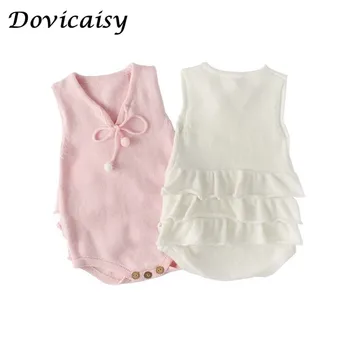 

Baby girls knitted rompers Kids baby romper knitted jumpsuit solid white pink sleeveless new born baby girls romper