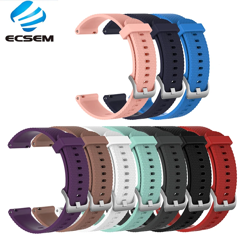 

ECSEM Smart watch strap for Ticwatch E2 silicone material Rubber textured strap 22MM size L S watch band Multi-color optional