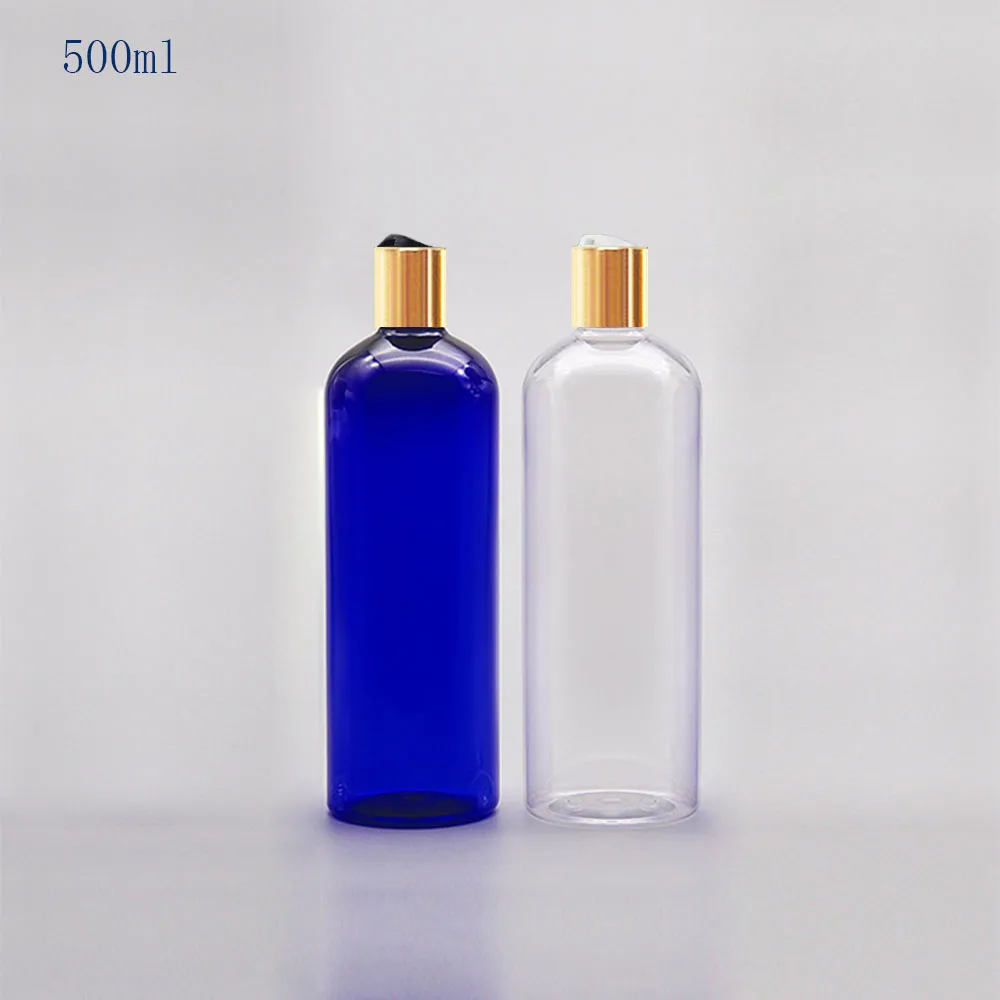 12pcs 500ml blue Empty Shampoo Plastic Containers With gold Disc Cap