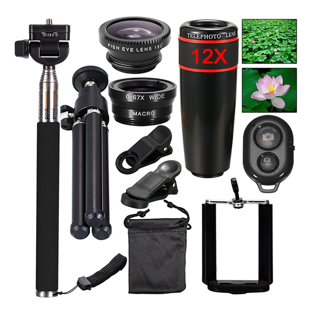 Mini Camera Mobile Phone Lens kit 12X Zoom Telephoto Lenses For iPhone and Android font b
