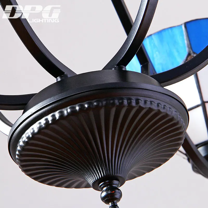 LED Стиль Тиффани антикварная Бра подвеска светло голубой цвет белый Стекло для
