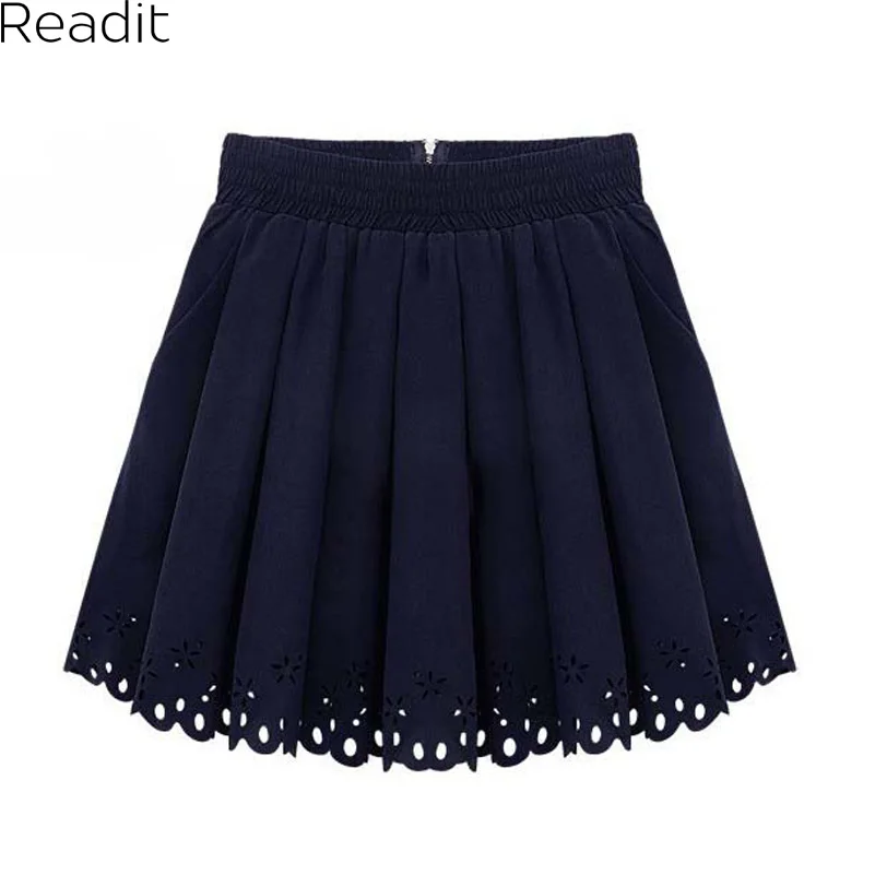 Hot Navy White Tulle Pleated Skirts Women High Waist Skater Skirt New