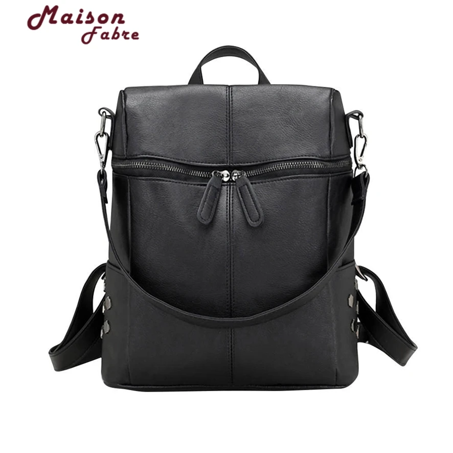 

Simple Style Backpack Women Leather Backpacks For Teenage Girls School Bags Fashion Vintage Solid Shoulder Bag Mochila Feminina