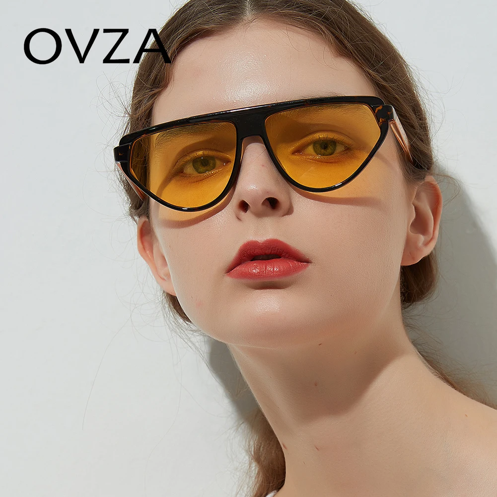 OVZA Newest Retro Sunglasses Womens Brand Designed Vintage Sunglasses Mens Punk Style Fashion Ladies Sunglass Yellow S1019