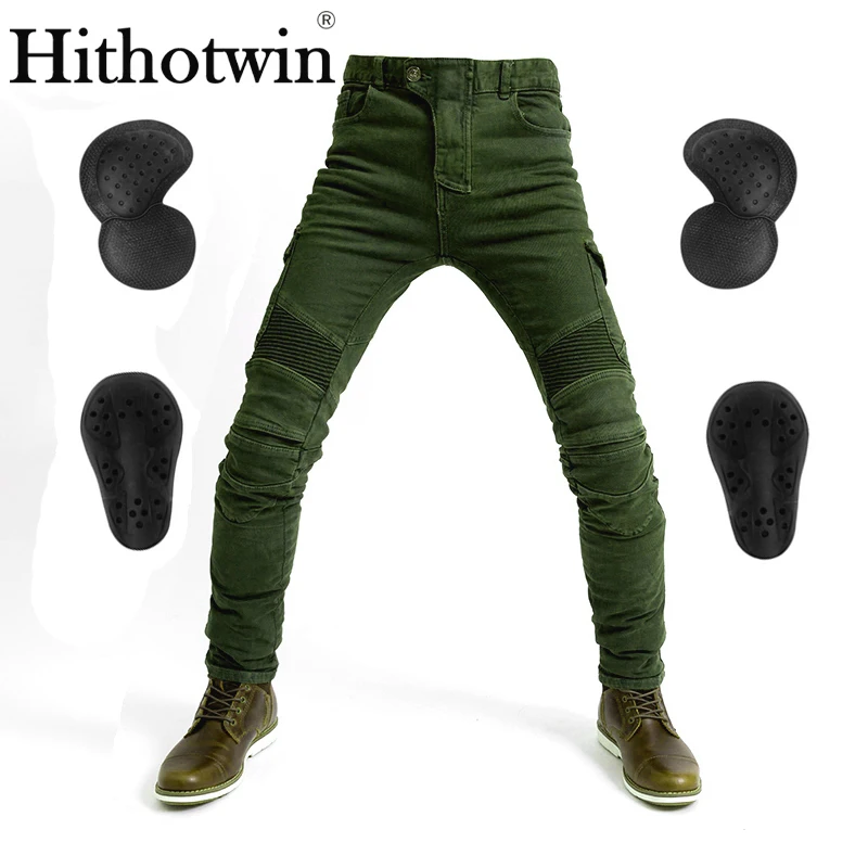 

Army green UBS06 jeans men's motorcycle jeans pants protection equipment moto pants racing pants