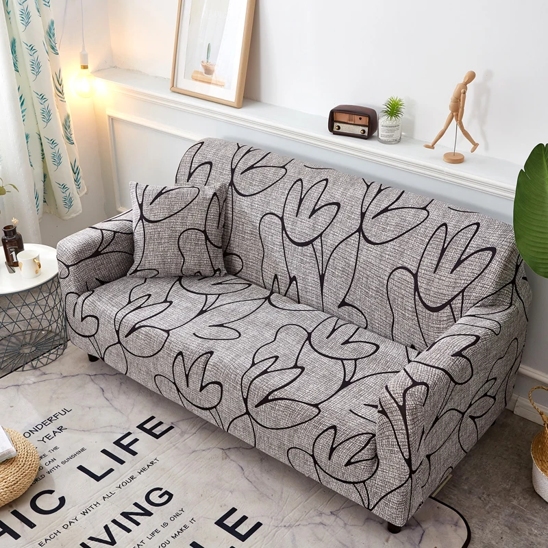 Sofa Cover Spandex Modern Style Elastic Polyester Floral Couch Slipcover Chair Furniture Protector Living Room 1/2/3/4|Чехлы для