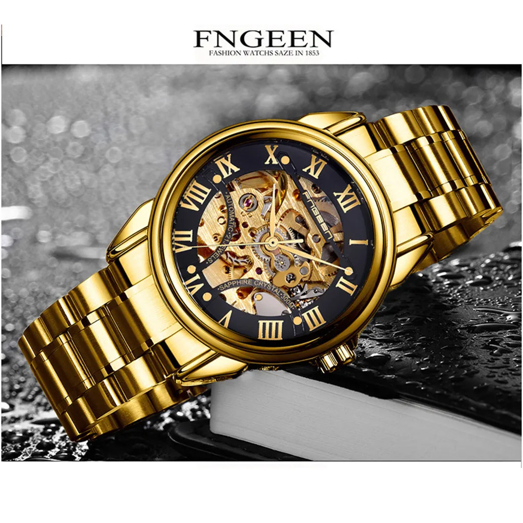

FNGEEN Business Men Watch Stainless Steel Automatic Mechanical Men Watch male clock Top Brand Luxury Relogio Masculino 09