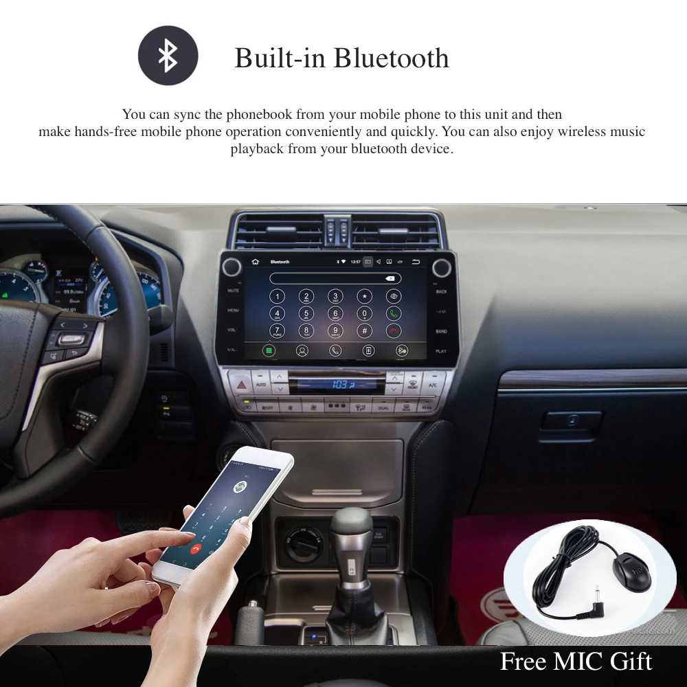Best Android 8.0/7.1 2 din Car radio GPS  for Toyota Prado headunit 2018 with 10.2" Touch Screen support 360 Factory camera 2