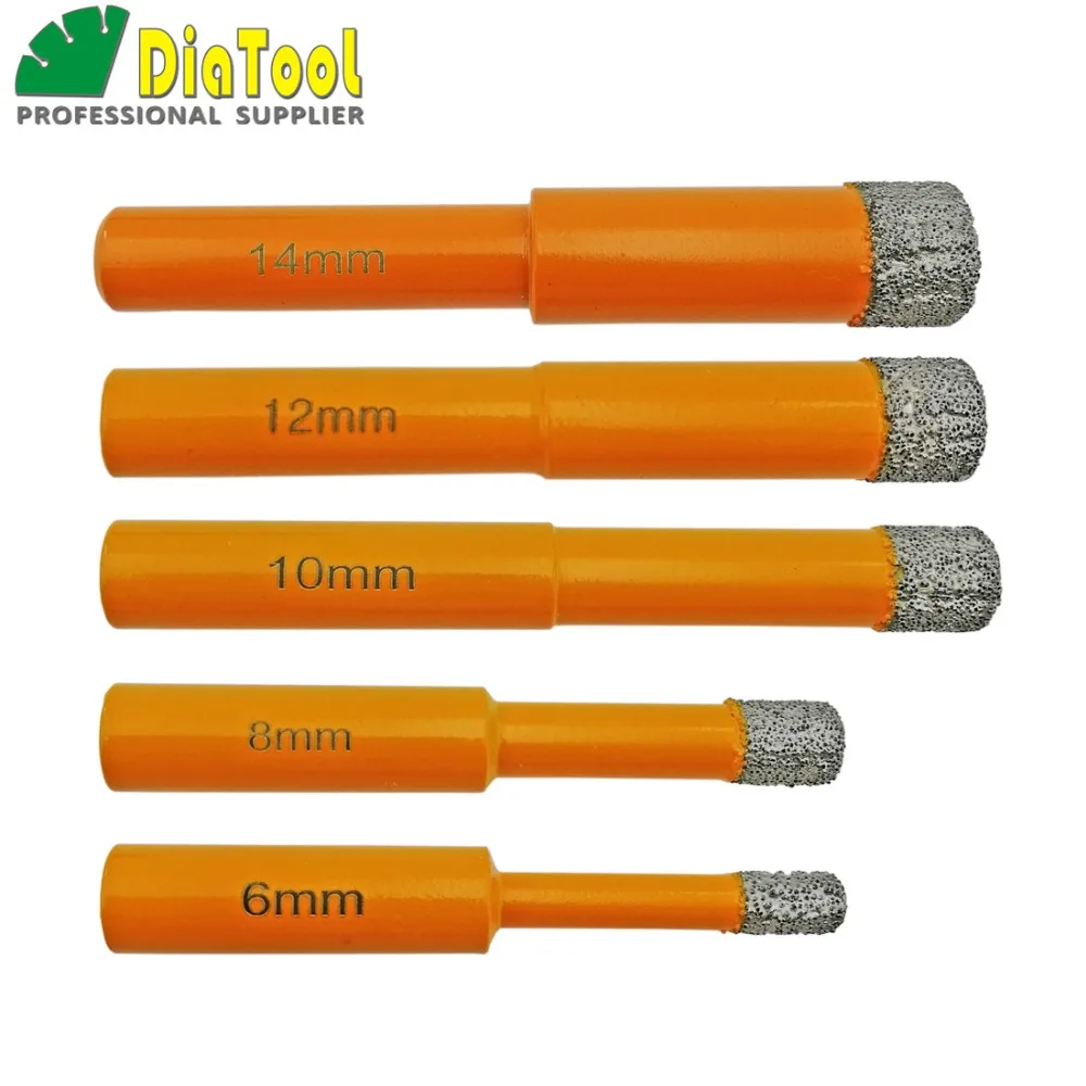 Diatool 5pcs/set Vaccum Brazed Diamond Drilling Bits 10mm Round Shank