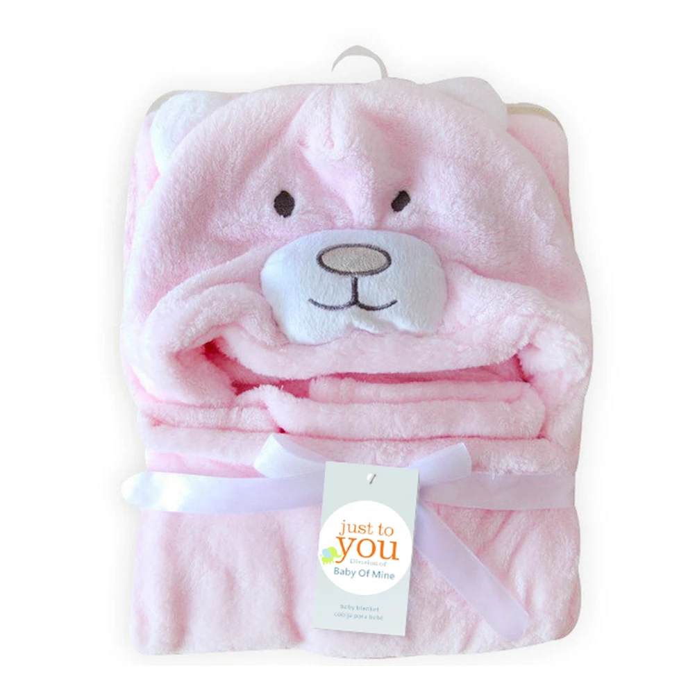 Lovely fleece baby bath towel cute animal figure baby kid's hooded towel bathrobe cloak baby blanket Shower Present for Newborn