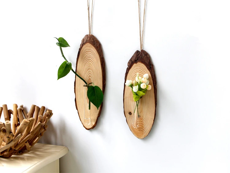 Wood Hanging Ornament With Hydroponic Vase (5)