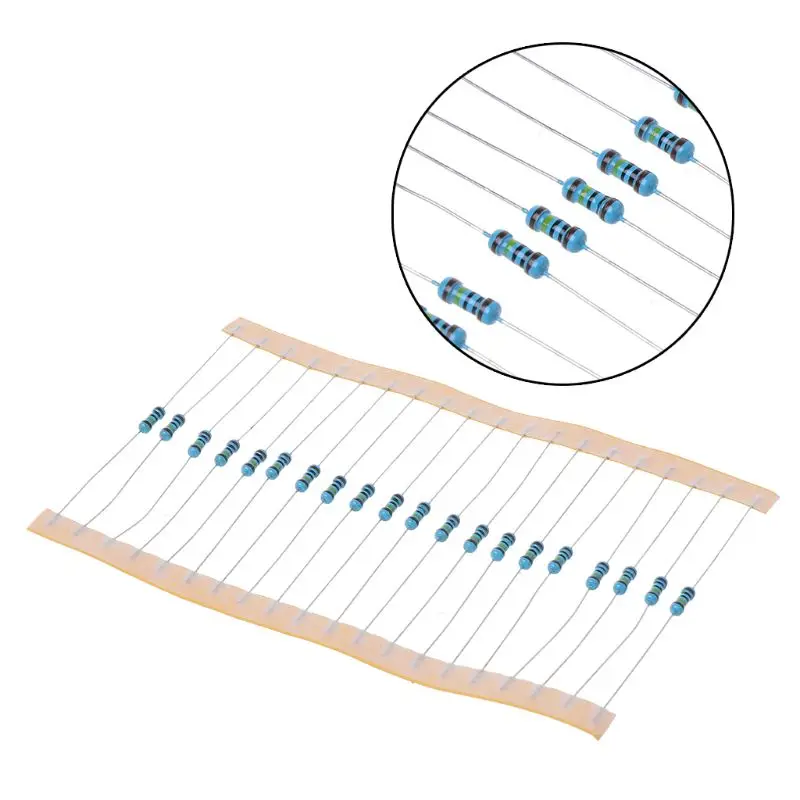 

600Pcs 1/4W Resistance Carbon Film Resistor 1% Metal Film Resistor Assorted Kit