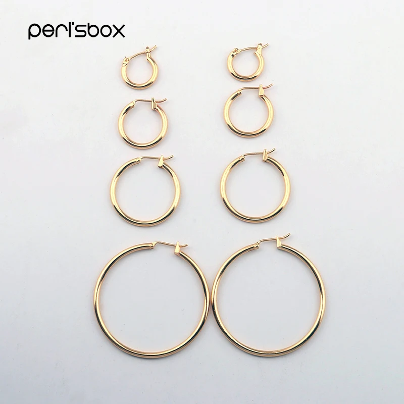 Peri'sBox Steampunk Gold Sliver Plated Round Hoop Earrings Statement Small Big Earrings Hoops Minimalist Earrings 13mm 18mm 25mm - Image 3