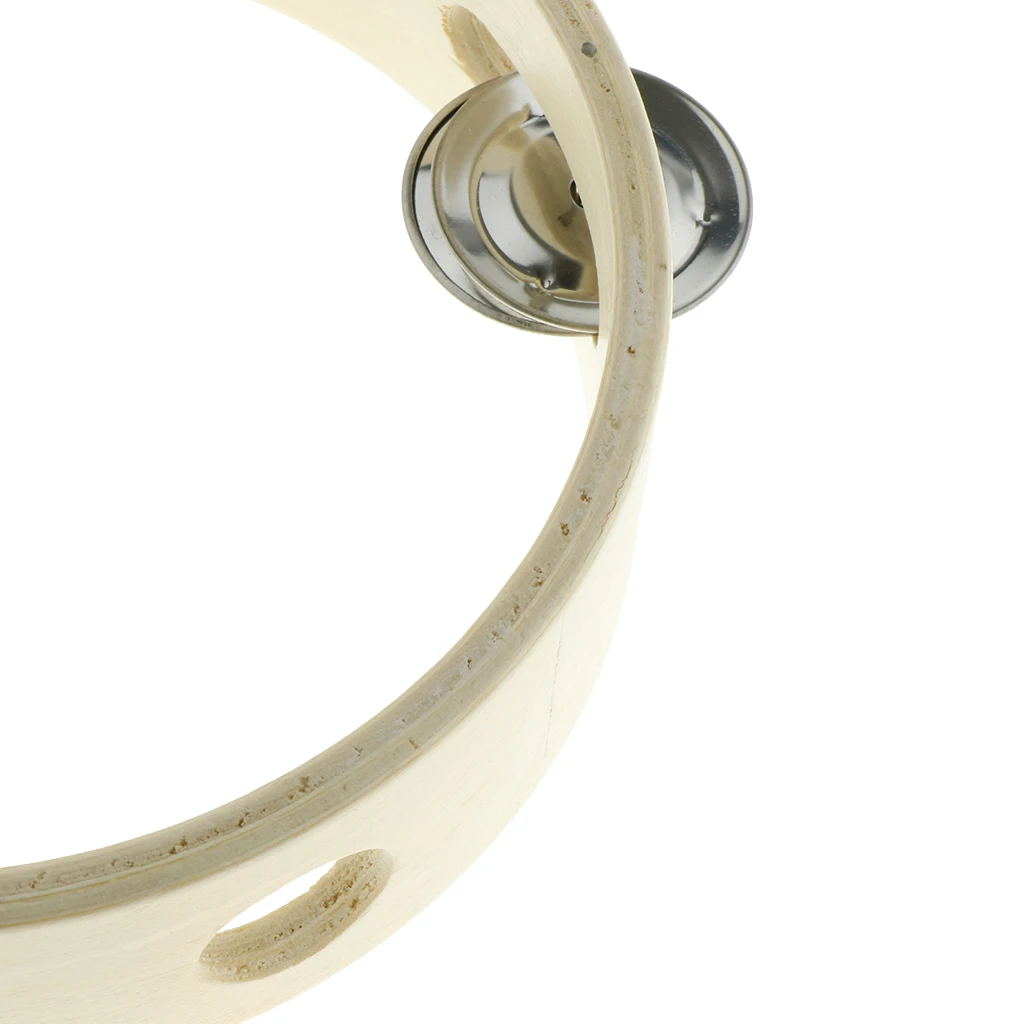 Tooyful Finest 6inch Wooden Tambourine Hand Drum Single Row Jingle Bells Handbell for Baby Kid Early Music Educational Toy