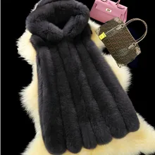 S-3XL размера плюс зимний теплый искусственный Лисий мех толстый Женский Повседневный длинный жилет женский открытый стежок кардиган с капюшоном