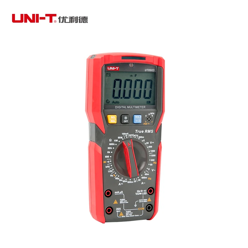 UNI-T UT89XD/UT89X True TRMS 20A высокий ток цифровой мультиметр переменного тока/DC Вольтметр и амперметр бесконтактная проверка напряжения переменного/конденсатор с алюминиевой крышкой/Триод/температурный тест