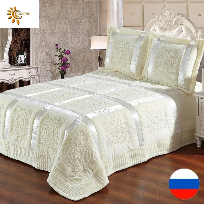 

CLORIS" 220*240 Luxurious Solid Color Bedspread 220*240CM(1PC) Pillowcases50*70 (2PC) on the Bed Super Soft Bedding