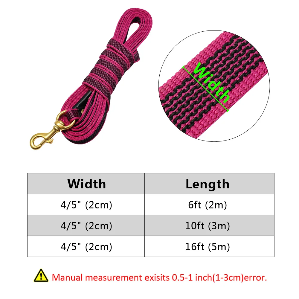 Heavy Duty Non-Slip Nylon Long Dog Tracking Leash – 2m, 3m, 5m Training Leads for Medium &amp; Large Dogs