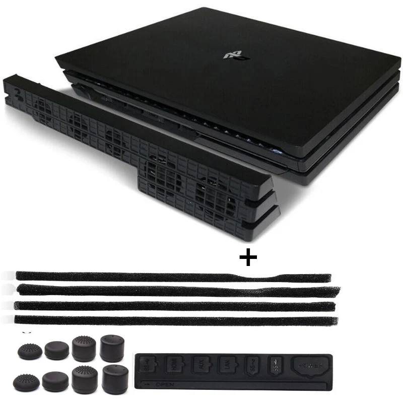 

PS4 Pro Cooling Fan 5 cooler Heat Exhauster coolingpad+DIY Dust-Proof Kit Dust Prevent Jack Stopper For Playstation 4 PS4 Pro