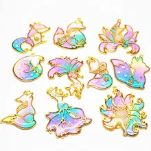 Виды лисиц рамка цинковый сплав рамка Подвеска Шарм рамка Установка Кабошон Установка УФ Смола Изготовление ювелирных изделий