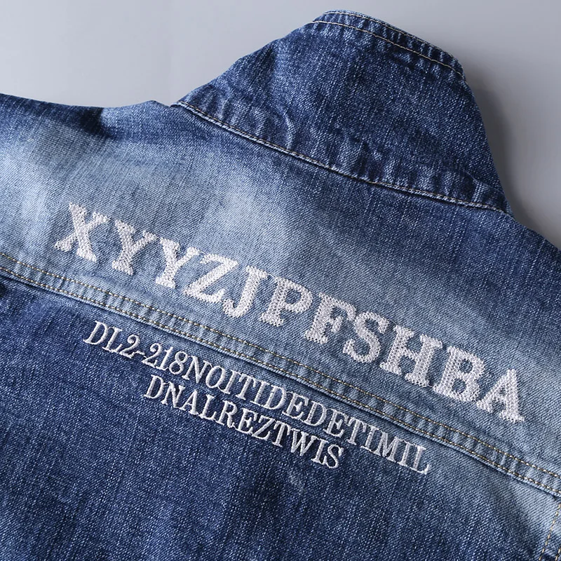 HCXY 2019 Spring Autumn Fashion Men's Denim Jackets Coats Men cotton Jacket Mens Jean Jacket Outwear Male Cowboy Size 5XL