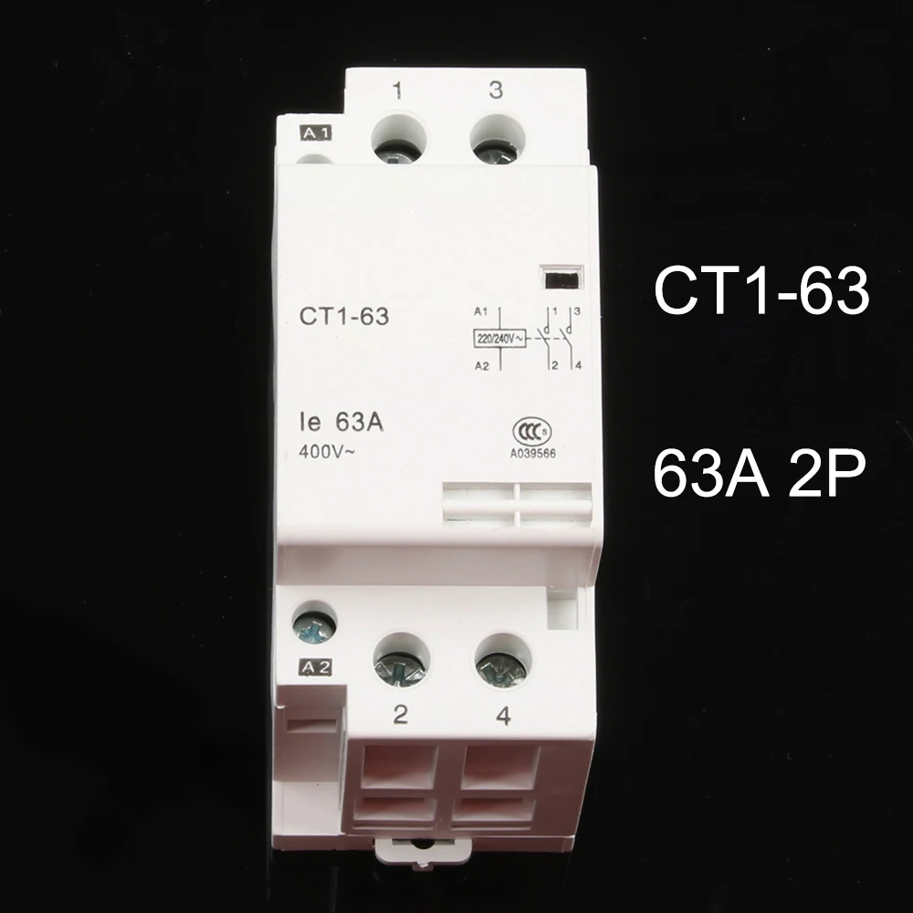 Auxiliar de partida 40A 32A CT1 CT1-63 63A Американская классификация проводов 2р 220V 230V 50or60HZ Din rail AC контактор для дома стартер