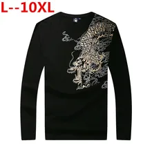 10XL 8XL, новинка, Мужская 3D футболка, осень, хлопковая футболка с длинным рукавом и 3D принтом дракона, homme, приталенная брендовая одежда размера плюс