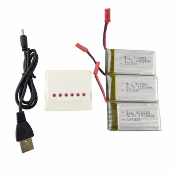 

3PCS 3.7V 1200mah lithium battery with 6-in-1 charger for huanqi 898B H11D H11C MJX T04 T05 T25 M03
