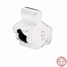 Стерлинговое Серебро 925 пробы Desney Mikey знаковые перчатки «большие пальцы вверх» бусины белая эмаль DIY Fit PANDORA Подвески для изготовления ювелирных изделий FL727