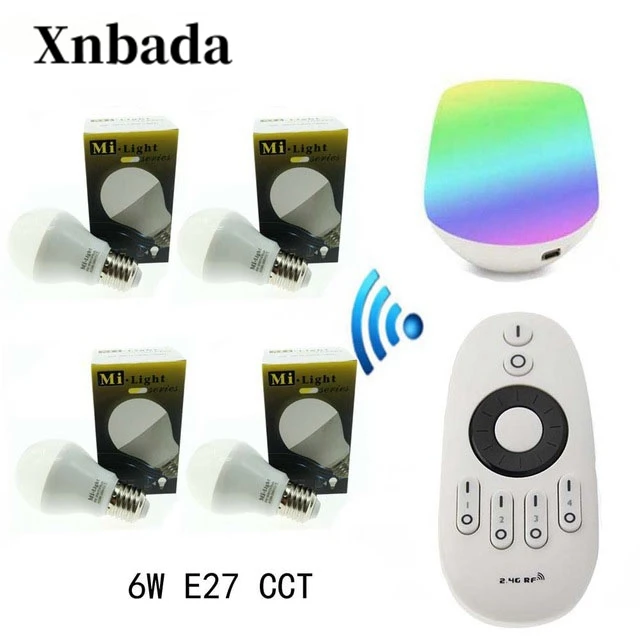 

MiLight Led Lamp E27 6W CCT(CW/WW) Led bulb+ CTRemote+IBX1 RF Rmote WIFI Led Spotlight light Led light AC85-265V Free shipping