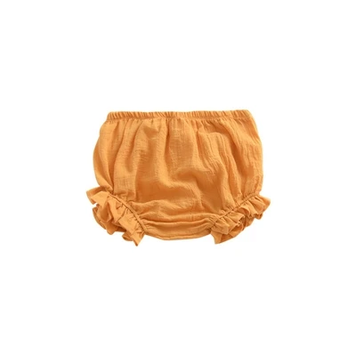 Летние новые модные повседневные шорты из шифона для малышей однотонные хлопковые льняные штанишки для малышей и девочек - Цвет: Цвет: желтый