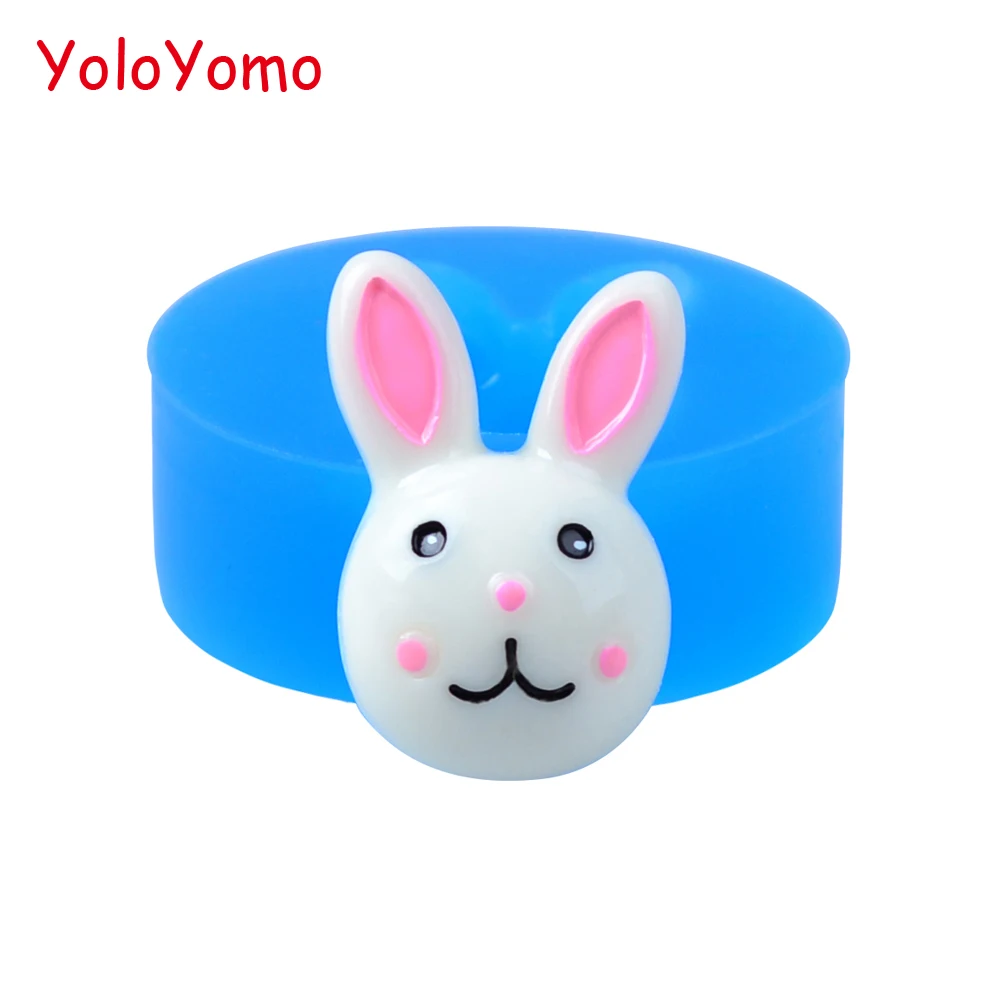 D491YL 27 5 мм кролика/кролик головы силиконовые формы животного Mold Cupcake Топпер помады