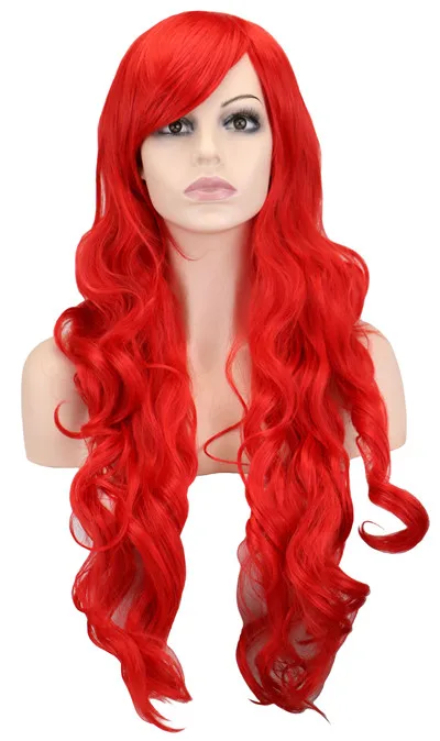 Yazlong peruca ondulada cosplay, preta roxa branca